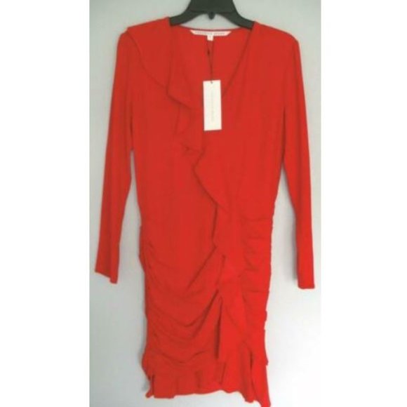 Veronica Beard Odessa Ruffle Poppy Red Dress 8 - Picture 4 of 8